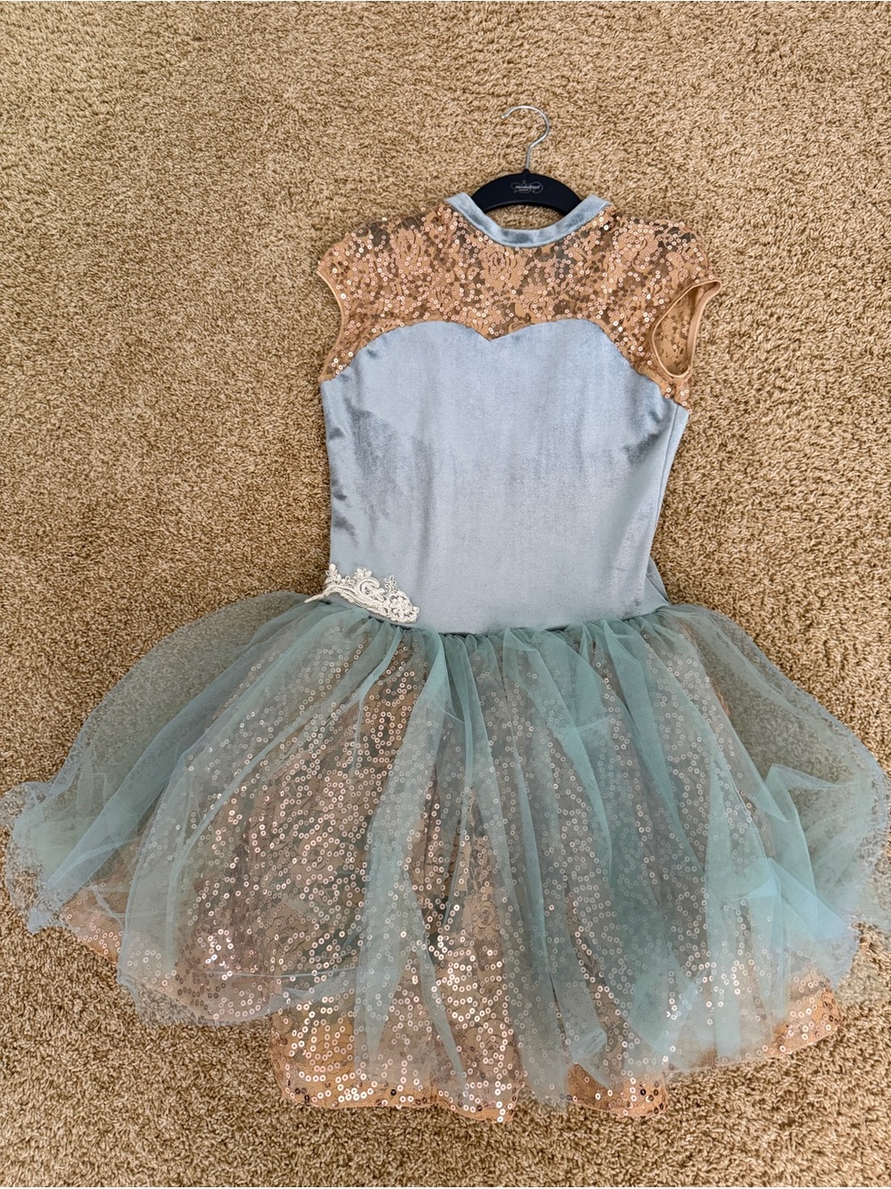 Sparkle Tulle Dress Costume in Dusty Blue and Gold